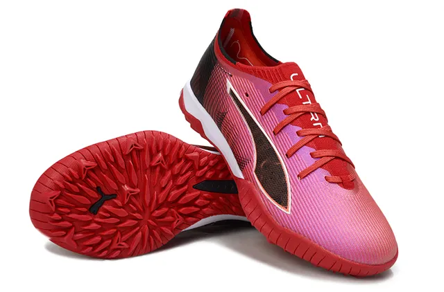 Puma Future Z Pink Red Low-Profile Textured Synthetic Upper Turf Soccer Shoes
