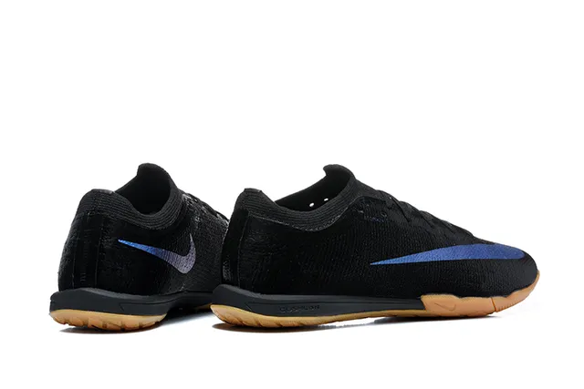 Nike Black Blue Knit Upper Gum Rubber Outsole Indoor Soccer Shoes