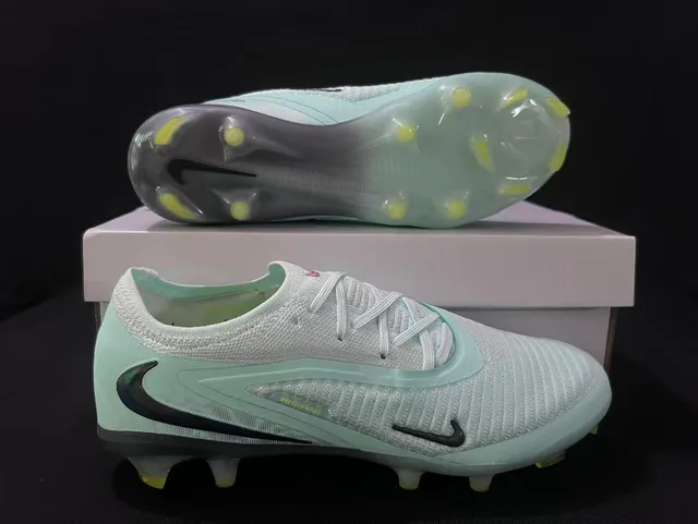 Nike Phantom GT Blue Yellow Knit Upper Translucent Sole Firm-Ground Soccer Shoes