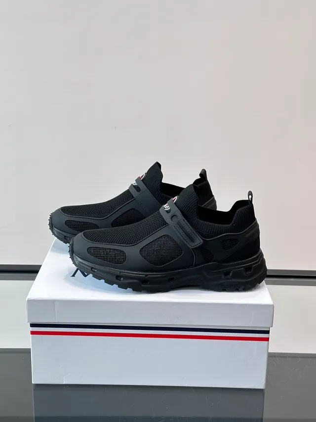 Moncler Black Slip-On Knit Lifestyle Sneakers