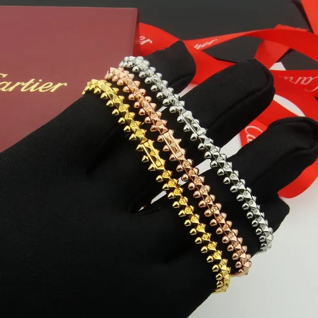 Cartier Juste un Clou Gold Silver Spiked Stud Links Articulated Chain Construction Bracelet
