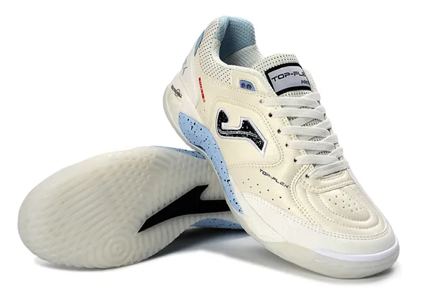 Joma Flex Beige Blue Perforated Leather Upper Speckled Light Midsole Lifestyle Sneakers