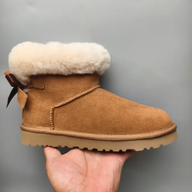 UGG Tasman Brown Suede Shearling Cuff Snow Boots