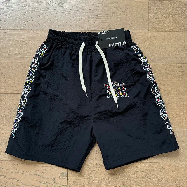 Mixed Emotion Multicolor Embroidered Logo Black Casual Set