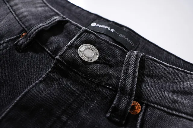 Purple Brand Distressed Black Wash Slim-Fit Jeans