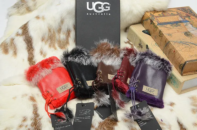 UGG Fur-Trimmed Leather Pouch Bucket Bag
