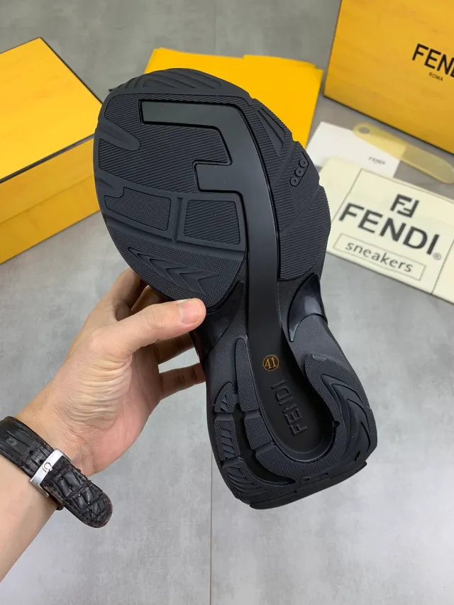 Fendi Runner FF Jacquard Black Brown Chunky Sneakers