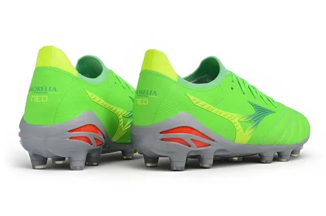 Mizuno Green Gray Low-Cut Knit Collar Synthetic Wave Overlays Firm-Ground Soccer Shoes