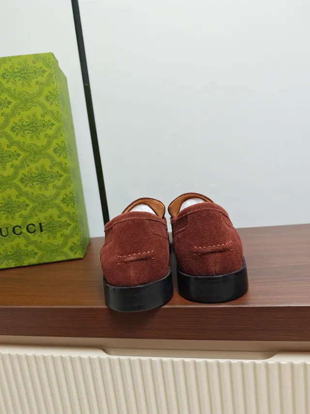 Gucci Horsebit 1955 Rust Brown Suede Loafers
