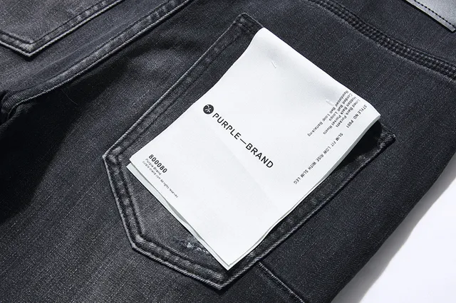 Purple Brand Distressed Slim-Fit Faded Black Jeans