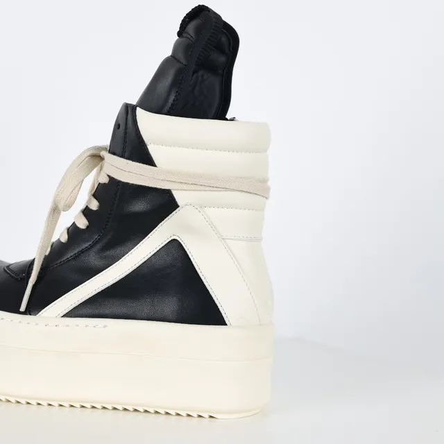 Rick Owens Ramones Black and Cream Platform Chunky Sneakers