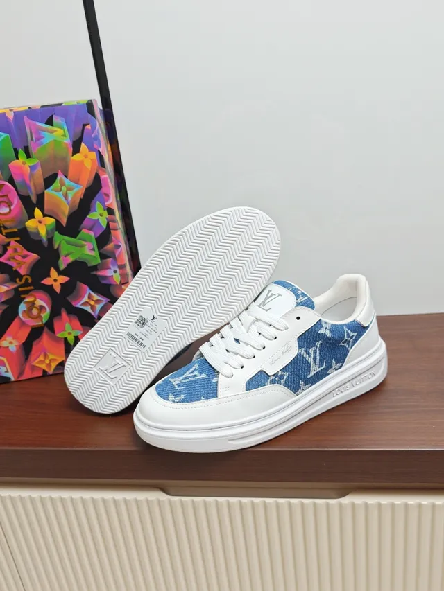 Louis Vuitton LV Trainer Blue White Low-Top Denim-Panelled Lifestyle Sneakers