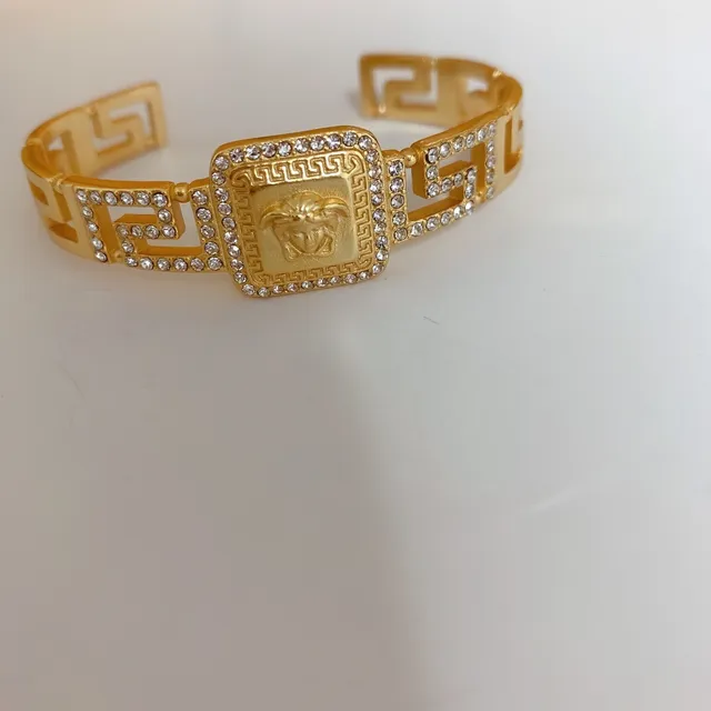 Versace Gold Silver Pavé-Crystal Bracelet