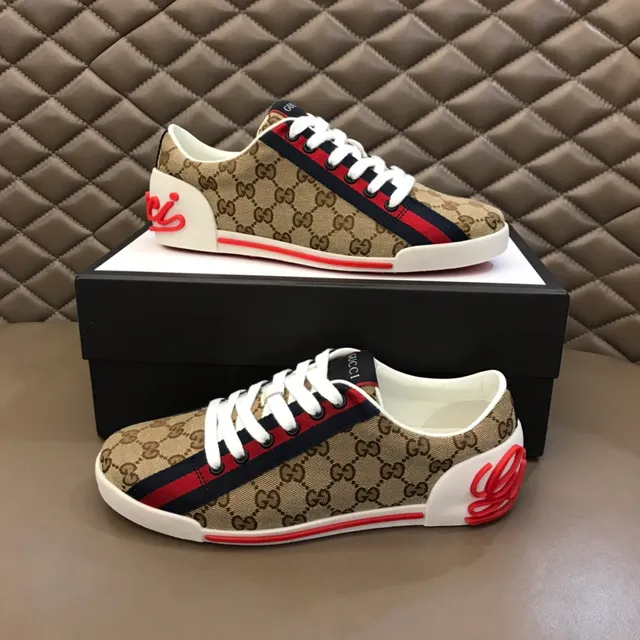Gucci Screener Beige GG Monogram Web Stripe Lifestyle Sneakers