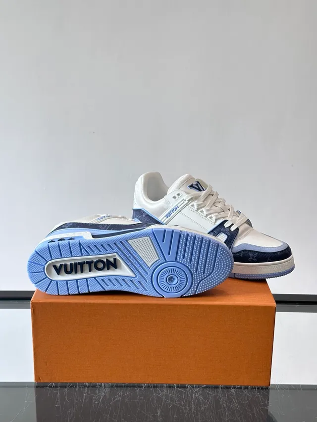 Louis Vuitton White Navy Layered Monogrammed Upper Visible Air-Cushioning Unit Lifestyle Sneakers