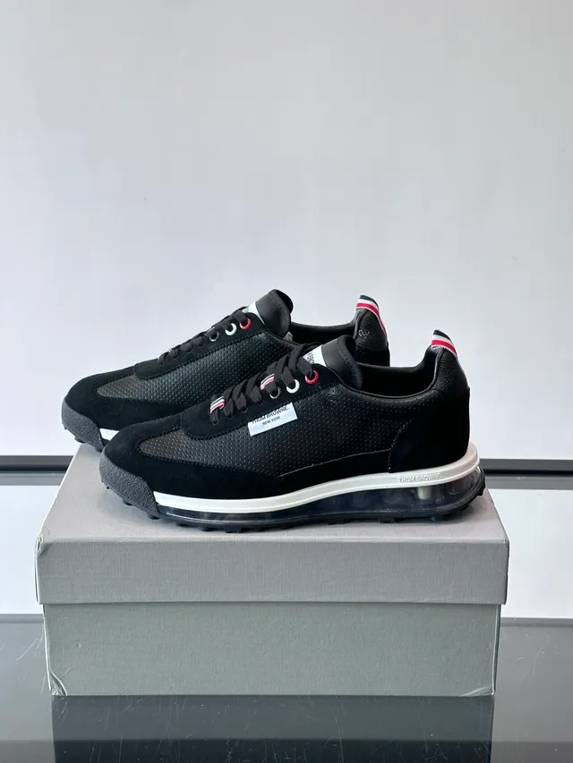Thom Browne Black Perforated Suede Lifestyle Sneakers