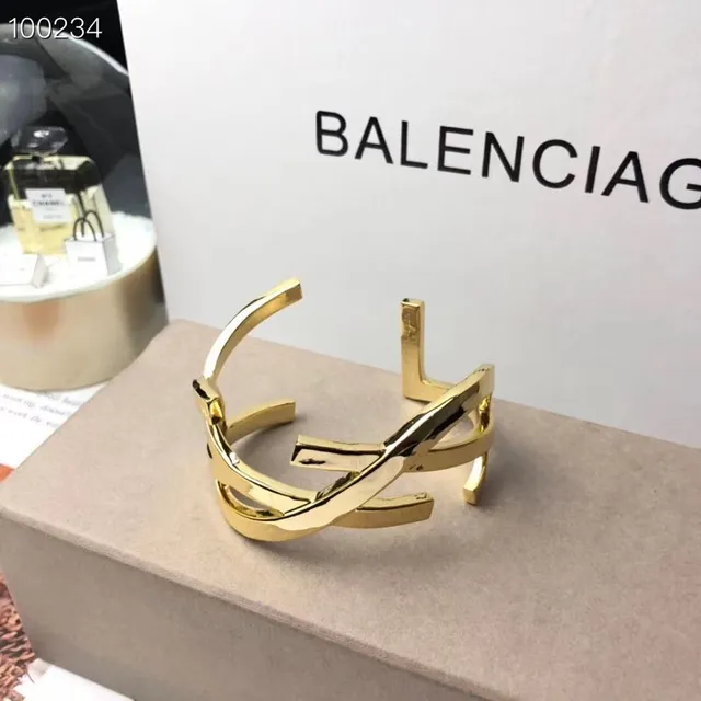 Balenciaga Le Cagole Gold and Rose Gold Interlocking Cuff Bracelets