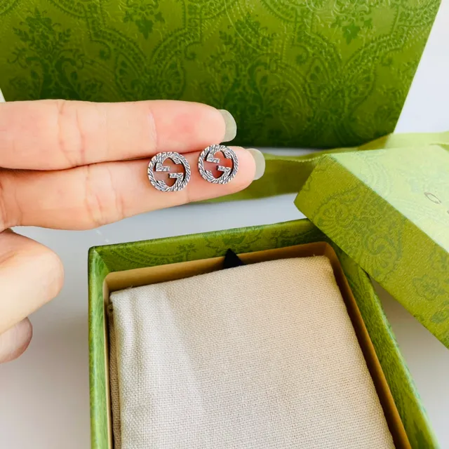 Gucci GG Marmont Laurel Wreath Interlocking G Stud Earrings