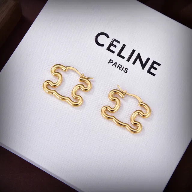 Celine Abstract Wavy Hoop Gold-Tone Earrings