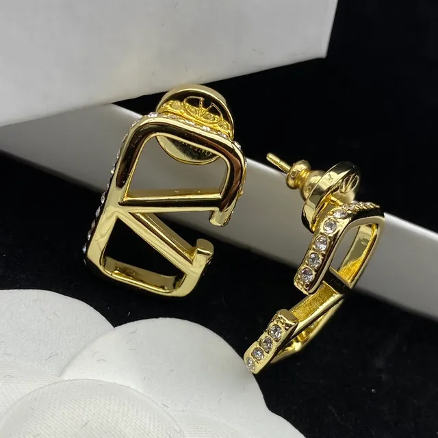 Valentino VLogo Pavé Crystal Gold-Tone Clip-On Earrings