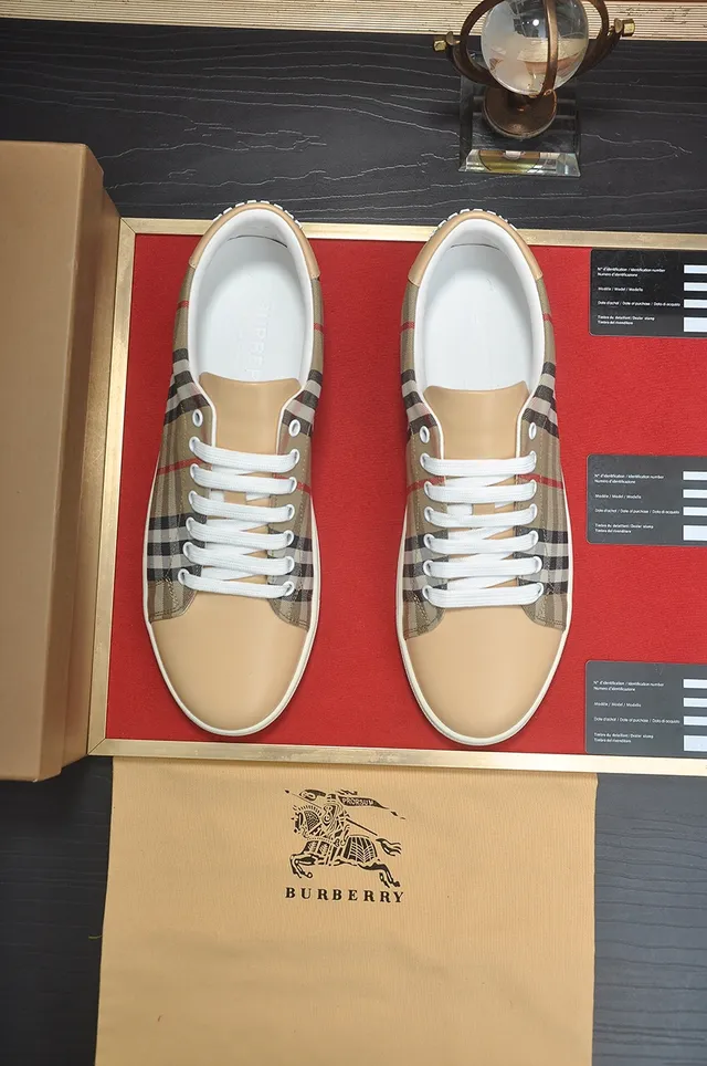 Burberry Beige and Check Panel Lifestyle Sneakers
