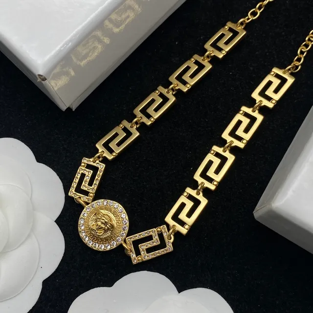 Versace Odissea Greca Key Medusa Coin Necklace