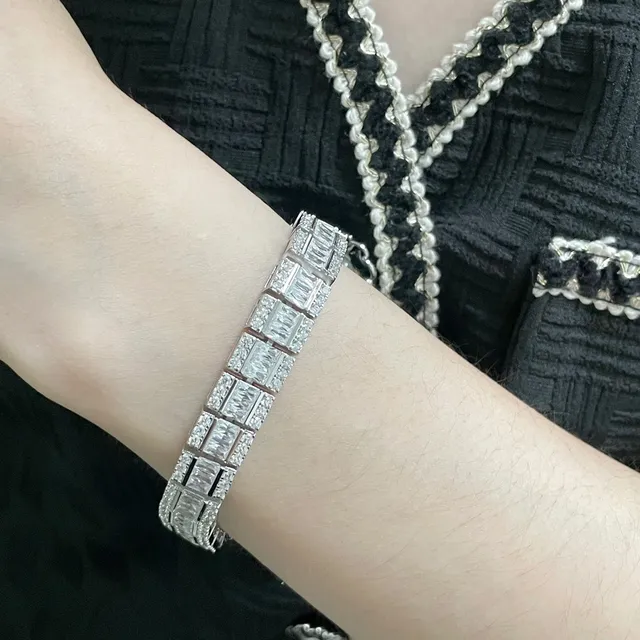 Tiffany & Co. T Collection Silver White Multi-Row Baguette-Cut Bracelet