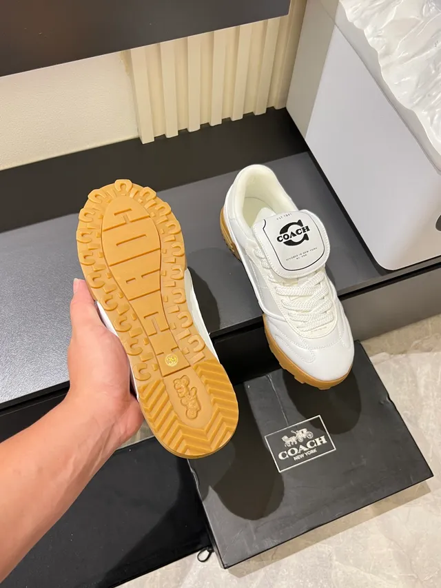 Coach C Logo White and Gum Lifestyle Sneakers