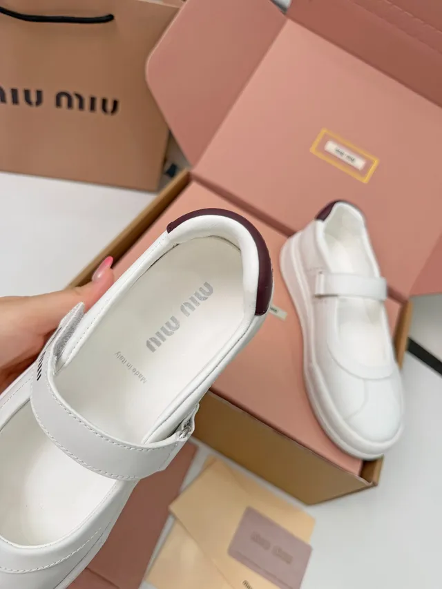 Miu Miu Arcadie White Leather Mary Jane Shoes