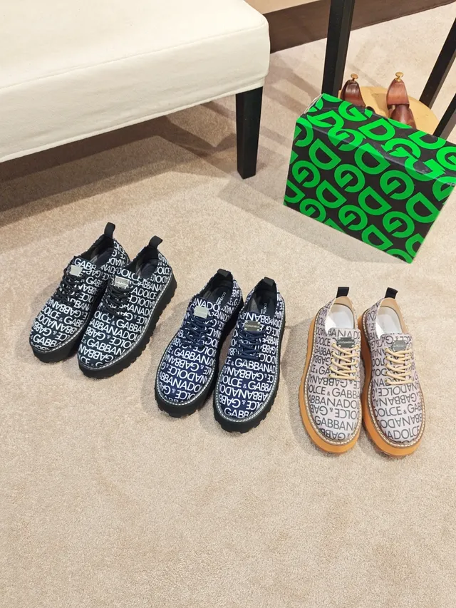 Dolce & Gabbana Platform Sneakers Black White Logo-Print Canvas Sole Chunky Sneakers