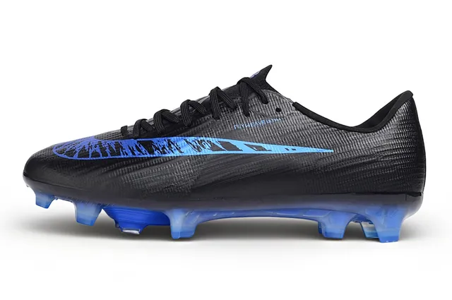 Nike Black Blue Flyweave Upper Translucent Soleplate Firm-Ground Soccer Shoes