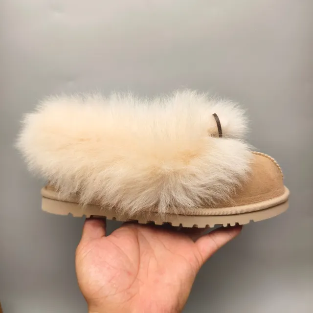 UGG Tasman Beige Suede Shearling-Trimmed Loafer