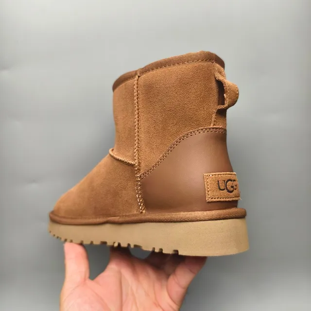 UGG Brown Beige Suede Upper Shearling Trim Ankle Boots