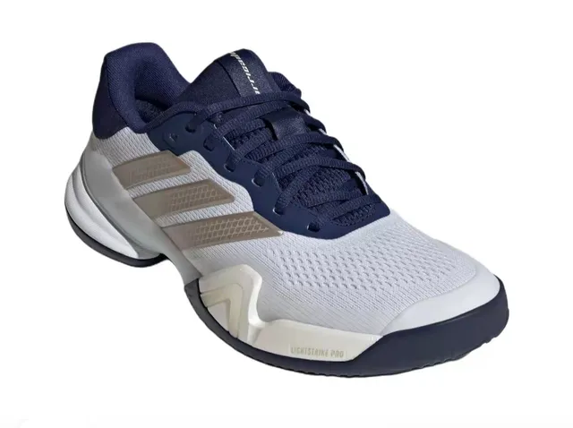 Adidas White Navy Mesh Upper Three-Stripe Side Panel Lifestyle Sneakers