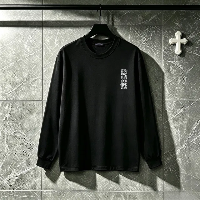 Chrome Hearts Ornate Cross Graphic Black Long-Sleeve T-Shirt