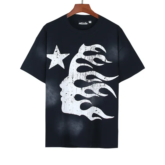 Hellstar Flame Profile Distressed Print Oversized T-Shirt