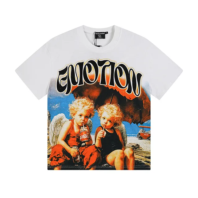 Mixed Emotion White Multicolor Graphic-Print Oversized-Fit T-Shirt